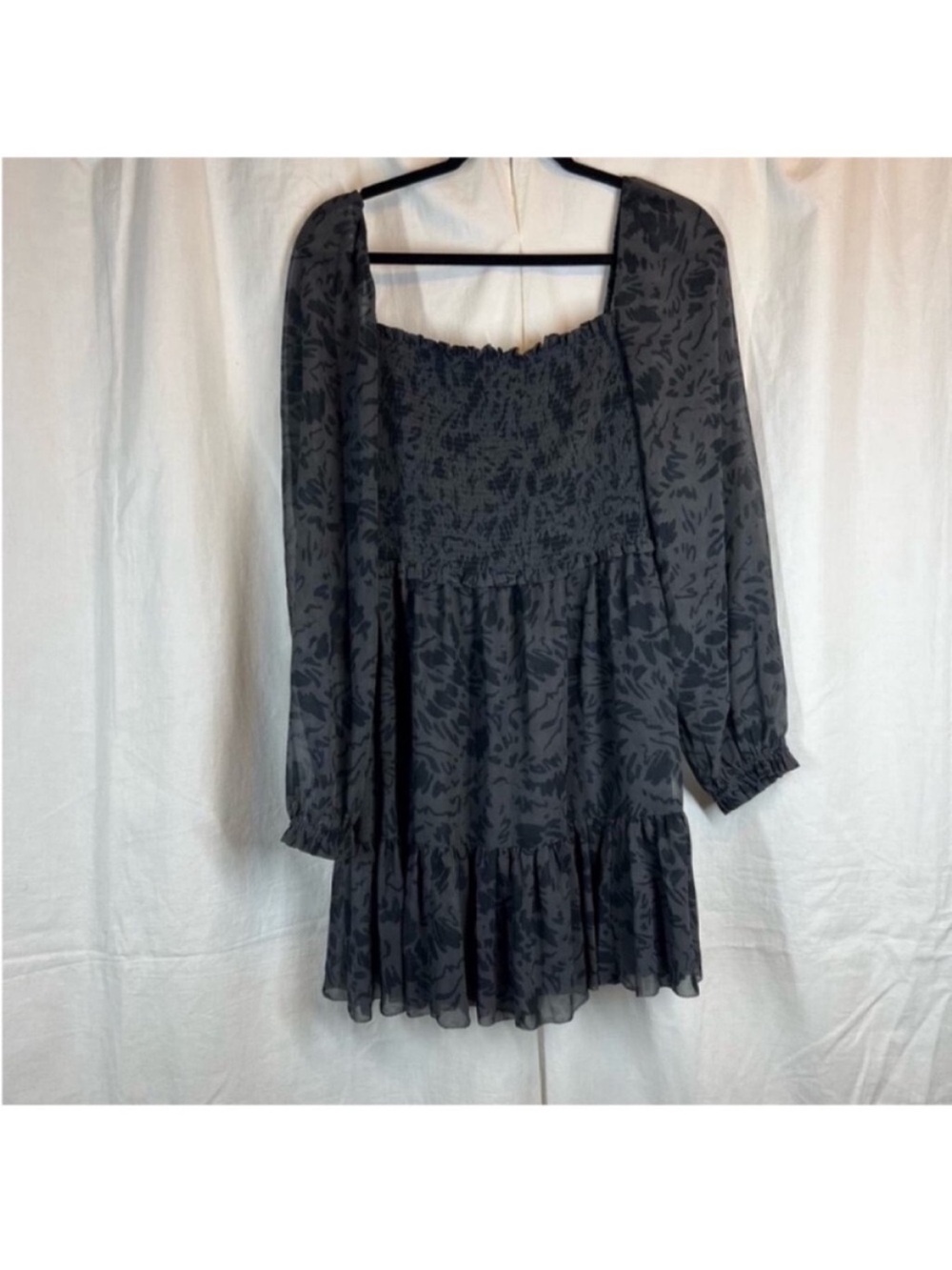Wilfred Aritzia tempest tiered smocked square neck mini dress voluminous sleeve